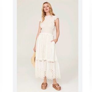 Sea New York Addie Eyelet Smocked Midi Dress